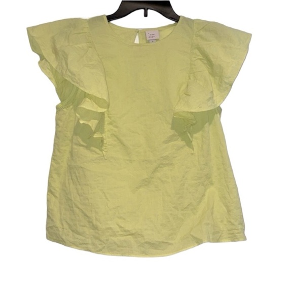 A New Day lime green cotton ruffle top size small - Picture 1 of 7